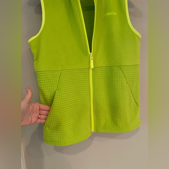 Lands End Neon Yellow reflective fleece vest NWOT - Picture 4 of 4